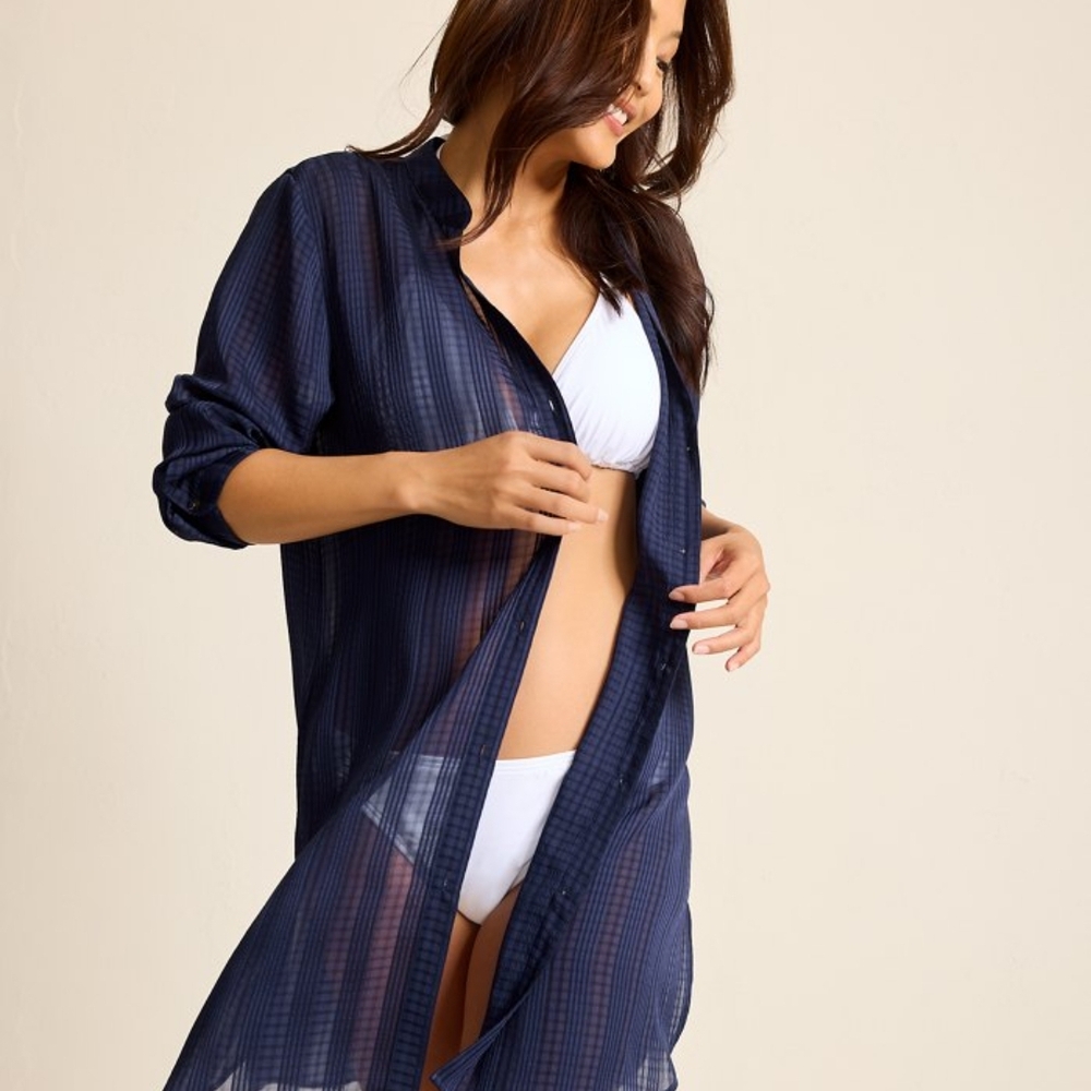 Tommy Bahama Cadiz Chiffon Boyfriend Beach Coverup
